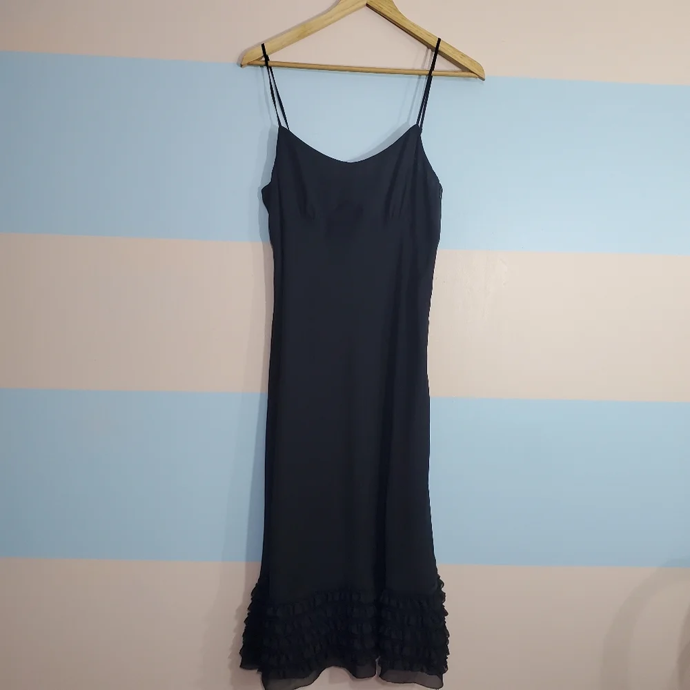 NWT LOFT Black Ruffle Cocktail Dress - Picture 7 of 8